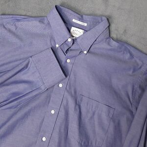 Eagle Shirtmakers Shirt Mens 18 1/2 34/35 XXL 2XL Blue 80s Two Ply Pinpoint